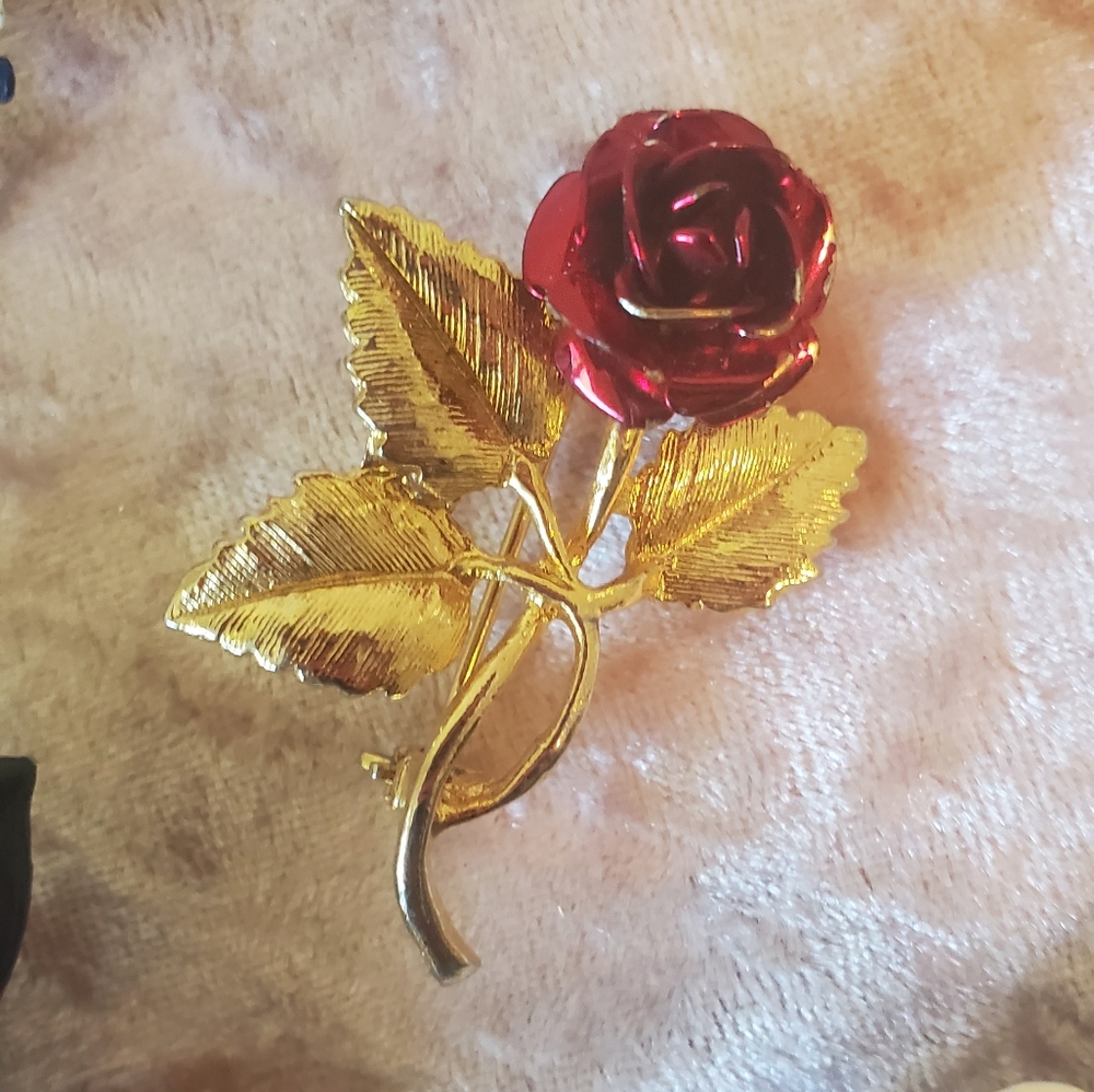 SALE ENAMEL BROOCH PIN FLOWER vintage RETRO - Picture 10 of 11